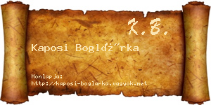 Kaposi Boglárka névjegykártya