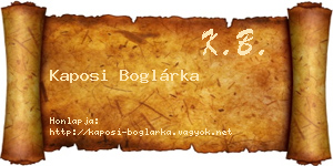 Kaposi Boglárka névjegykártya